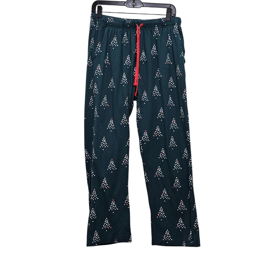 Butterblu Pajama Pants Womens Large Green Christmas Tree‎ Cotton Holiday Lounge